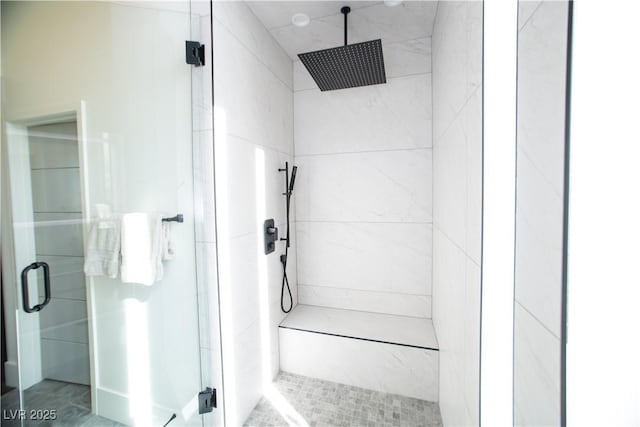 bathroom featuring a stall shower