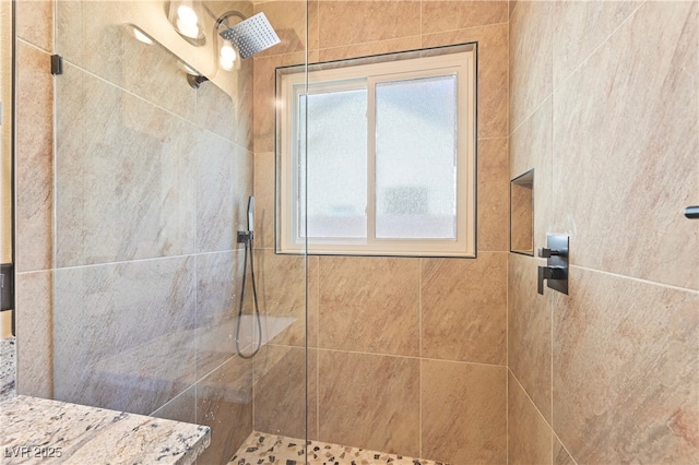 bathroom with a walk in shower