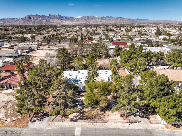 birds eye view of property with a residential view and a mountain view