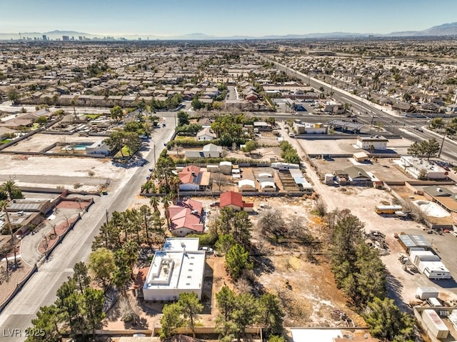 aerial view with a residential view and a mountain view