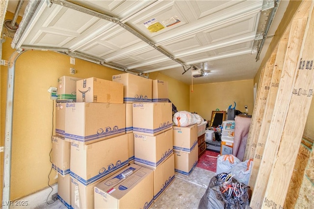 storage room with a garage