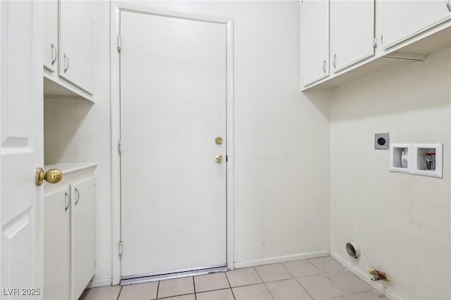 laundry area with hookup for a washing machine, cabinet space, gas dryer hookup, and electric dryer hookup