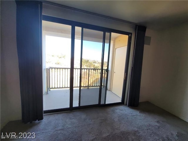 doorway with carpet floors