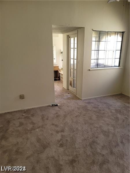 unfurnished room featuring carpet and plenty of natural light