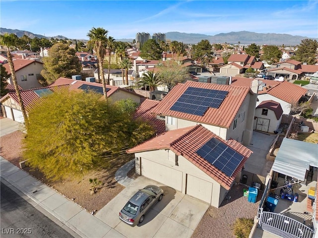 aerial view with a residential view and a mountain view