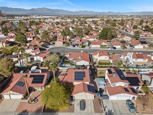 aerial view with a residential view and a mountain view