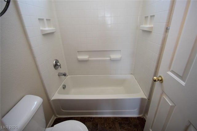 full bathroom with toilet and shower / bath combination