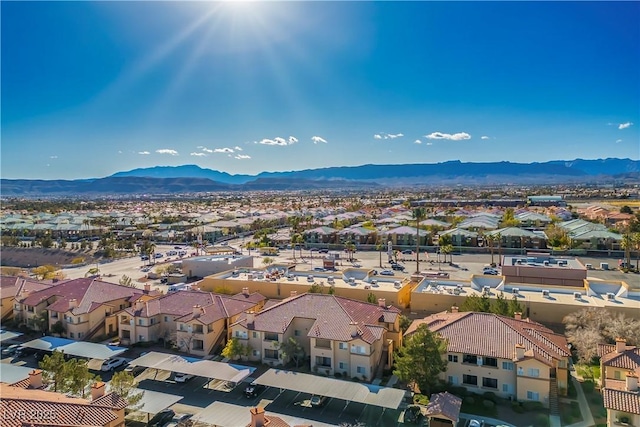 bird's eye view with a residential view and a mountain view