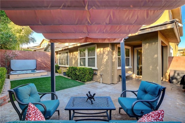 view of patio / terrace with fence and a pergola