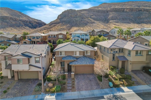 property view of mountains featuring a residential view