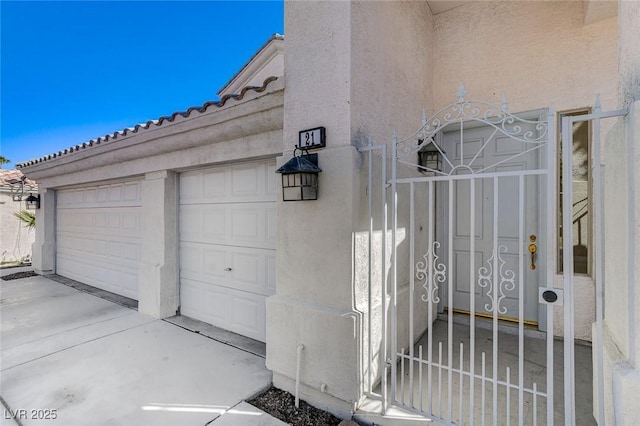 garage with a gate