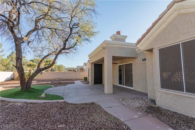 view of yard with a fenced backyard and a patio