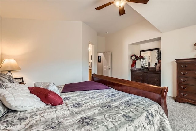 carpeted bedroom featuring a ceiling fan