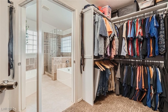 spacious closet with visible vents