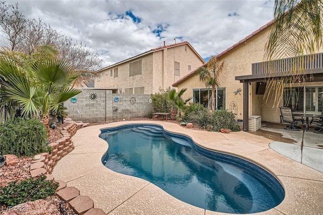 view of pool with a patio, fence private yard, and a fenced in pool