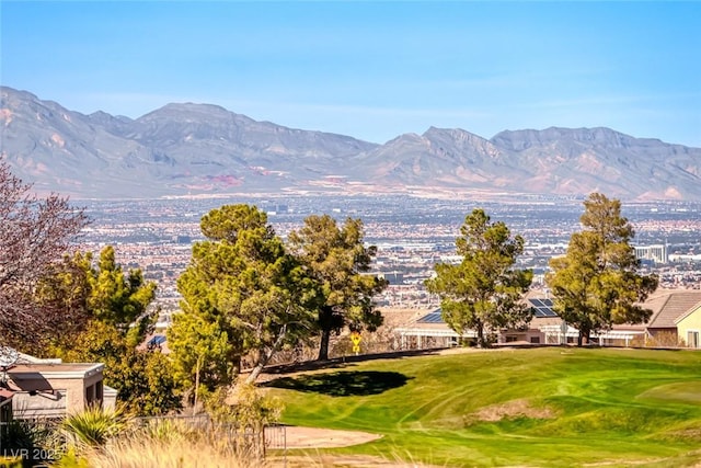 mountain view with view of golf course