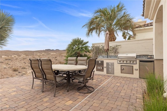 view of patio with grilling area, outdoor dining area, and area for grilling