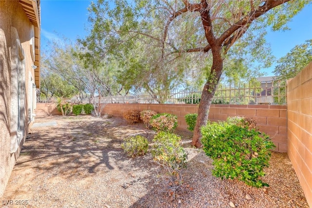 view of yard featuring a fenced backyard