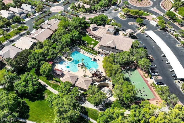 bird's eye view with a residential view