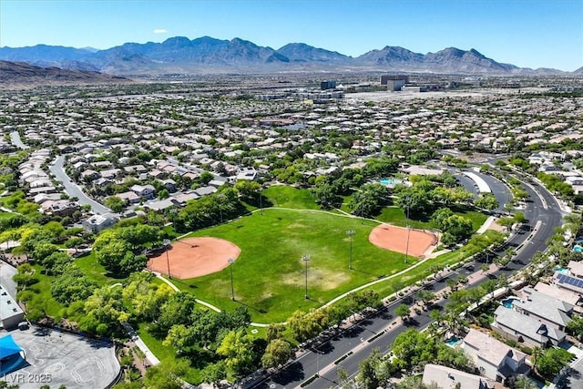 bird's eye view with a residential view and a mountain view