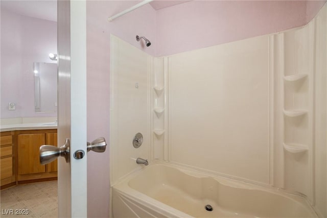 full bath featuring vanity and shower / bathing tub combination