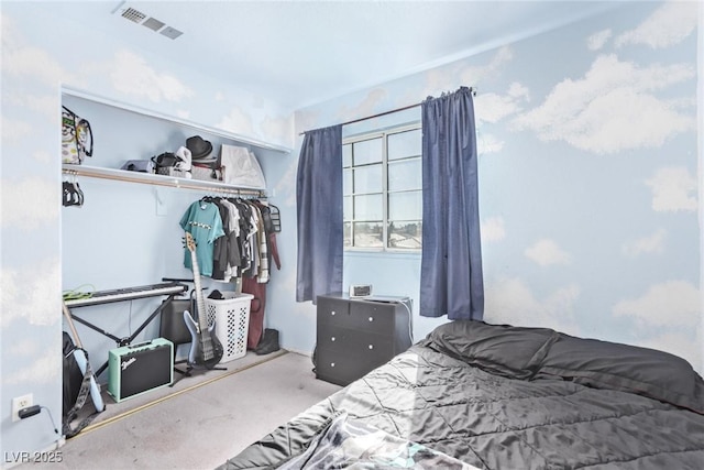 carpeted bedroom with visible vents