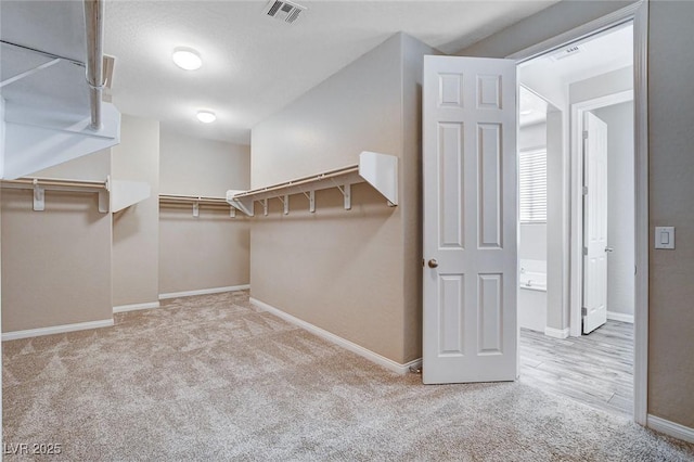 spacious closet featuring carpet floors and visible vents