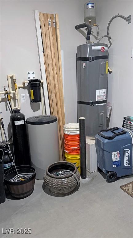 utility room with secured water heater