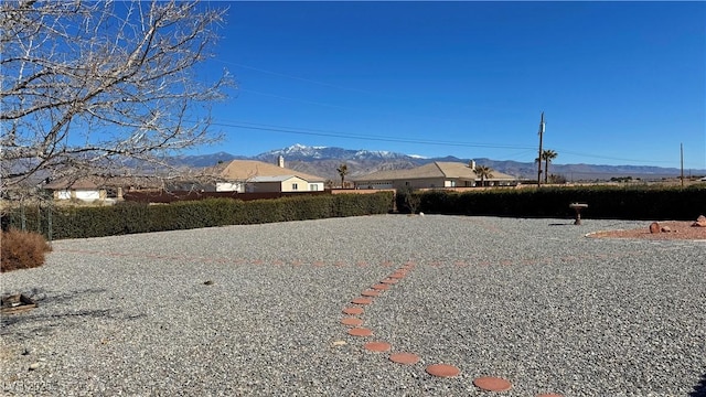 view of yard with a mountain view