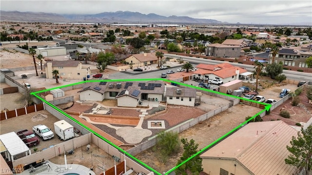 aerial view with a residential view and a mountain view