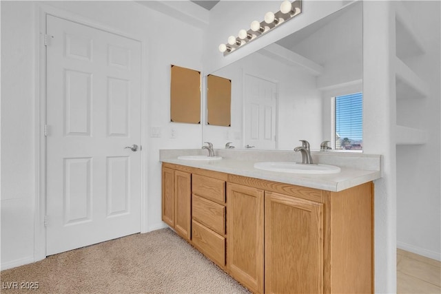 full bathroom with a sink and double vanity