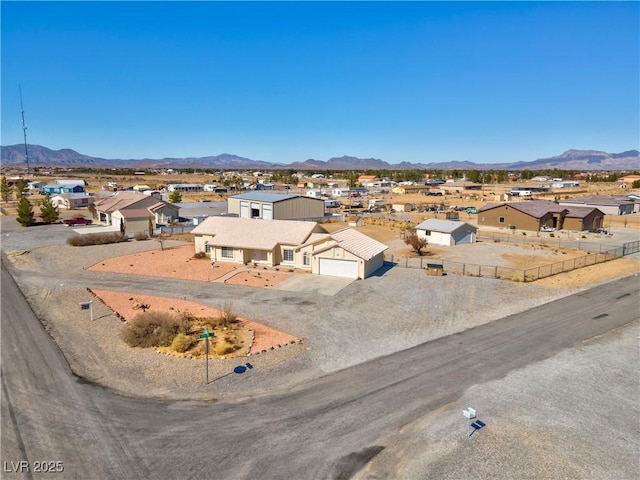 aerial view with a residential view and a mountain view