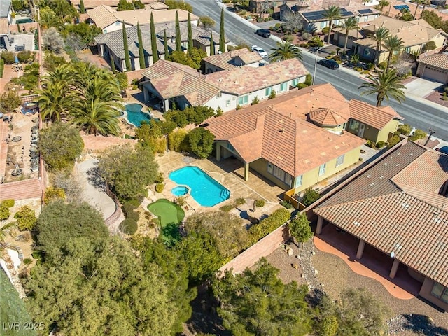 aerial view with a residential view