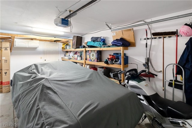 garage with a garage door opener