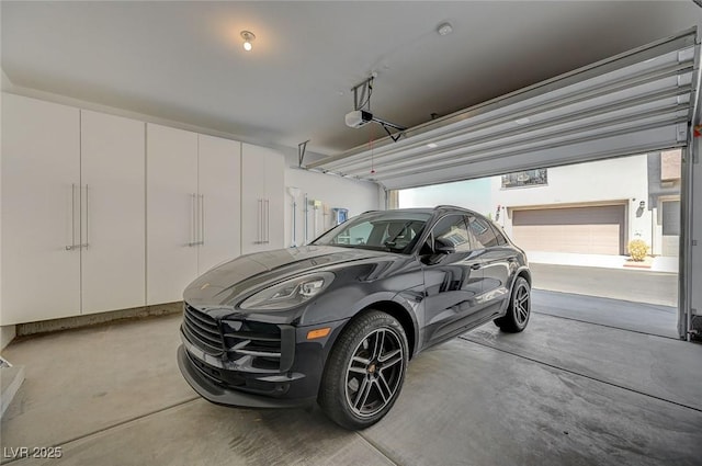 garage with a garage door opener