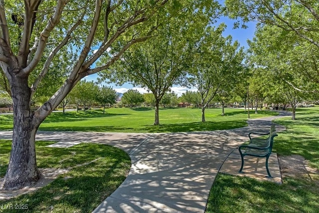 view of community with a lawn