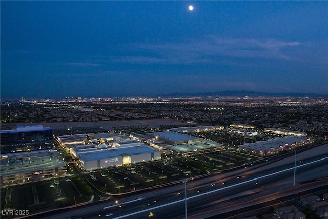 bird's eye view with a view of city lights