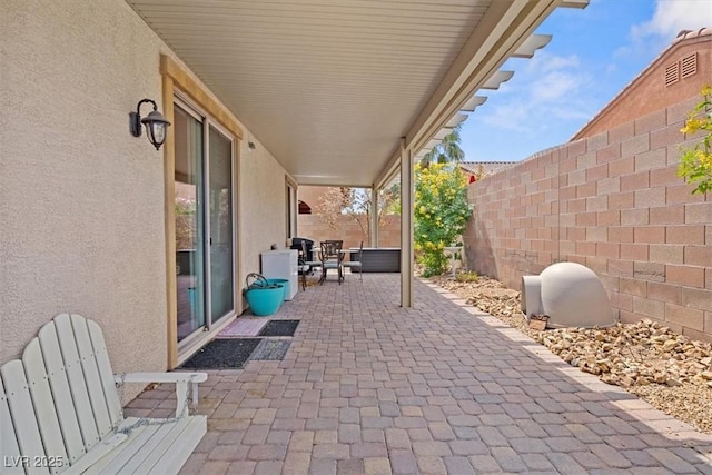 view of patio featuring a fenced backyard