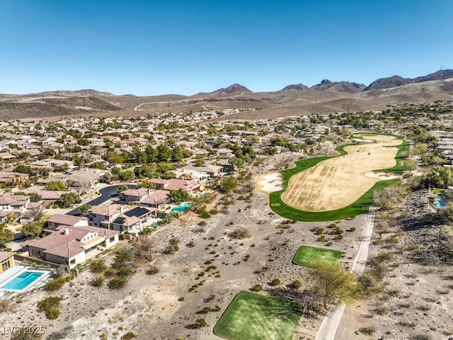 aerial view with a residential view and a mountain view