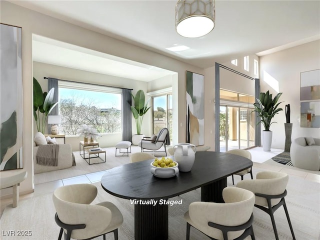 dining area with tile patterned floors
