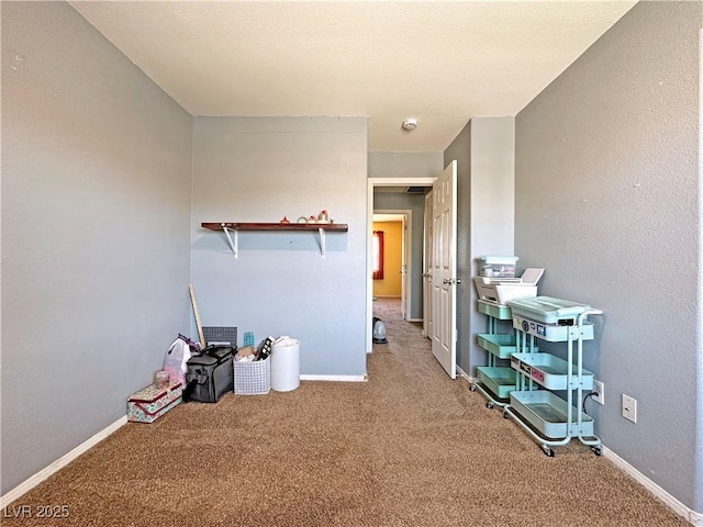 misc room featuring carpet floors and baseboards