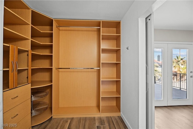 spacious closet featuring wood finished floors