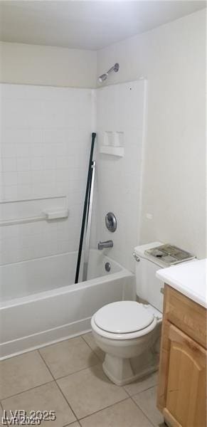 bathroom with shower / bath combination, vanity, toilet, and tile patterned floors