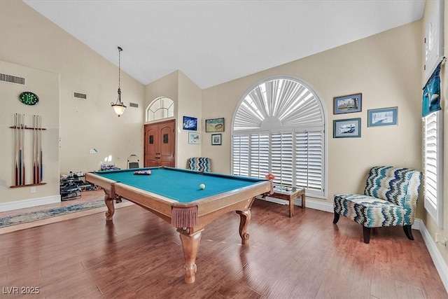 playroom featuring visible vents, plenty of natural light, and wood finished floors