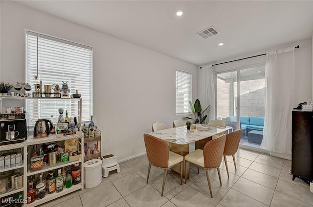 6747 Marjoram St, Las Vegas, NV 89166 - dining space featuring tile patterned flooring, baseboards, and recessed lighting
