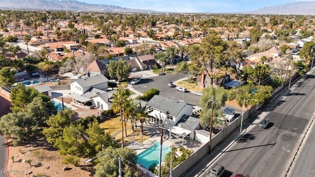 bird's eye view with a residential view and a mountain view