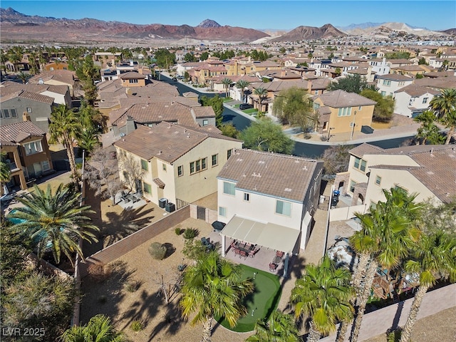 aerial view with a residential view and a mountain view