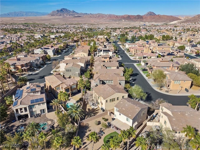 aerial view with a residential view and a mountain view