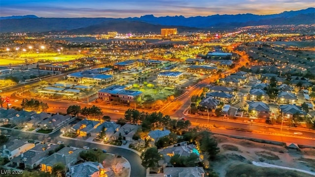 drone / aerial view with a mountain view