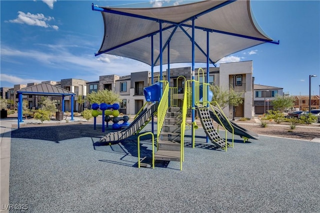 community jungle gym with a gazebo and a residential view